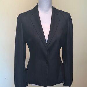 TAHARI Tailored Blazer Textured Black Wool Blend Career Buisness Elegant Sz 6